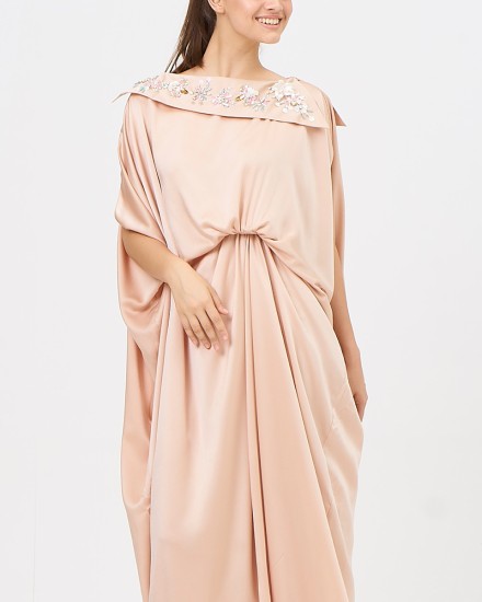 Xylia Origami Front Collar Signature Side Folded Kaftan in Gold