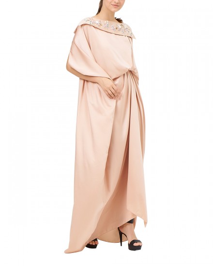 Xylia Origami Front Collar Signature Side Folded Kaftan in Gold