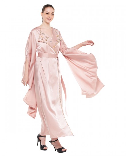 Avni Kimono Origami Kaftan in Shimmer Light Pink