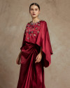 Xavia Ruched with Cape Kaftan in Maroon