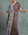 Maxime Origami Abstract Pleats Kaftan in Poised Taupe