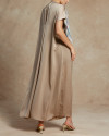 Maxime Origami Abstract Pleats Kaftan in Warm Taupe