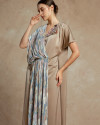 Maxime Origami Abstract Pleats Kaftan in Warm Taupe