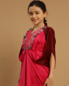 Cassia Teens Signature Two Tone Embellished Open Shoulder in Fuchsia & Maroon