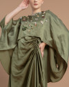 Xavia Ruched with Cape Kaftan in Army Green