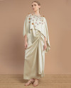 Xavia Ruched with Cape Kaftan in Pearl Grey
