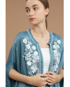 Illuna Embellished Silk Set in Blue Perennial