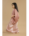 Asva Cape-effect Petite Mix Silk Gown Kaftan (Size S-M) in Crystal Rose
