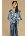 Bjarna Empress Petite Embellished Collar Kaftan (Size S-M) in Blue Perennial