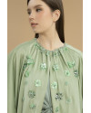 Asva Cape-effect Silk Gown Kaftan in Iceberg Green