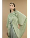 Asva Cape-effect Silk Gown Kaftan in Iceberg Green