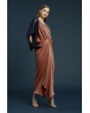 Cassia Signature Two Tone Embellished Open Shoulder in Rose Brown & Navy
