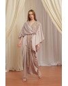 Olesia Signature Wrap Kaftan with Lace in Heavenly Pink