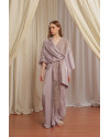 Olesia Signature Wrap Kaftan with Lace in Sweet Lilac