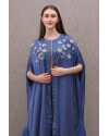 Illuna Embellished Silk Set in Dusty Blue